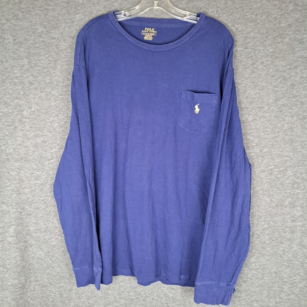 Polo Ralph Lauren XL Blue Long Sleeve Pocket T-Shirt Classic Fit Preppy